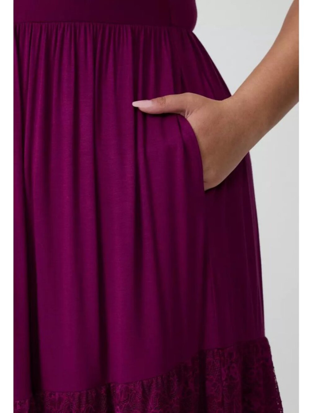 NWT Torrid 1 Plum Caspia Sweetheart Lace Inset Maxi Dress 1X 14 16 - Picture 4 of 12